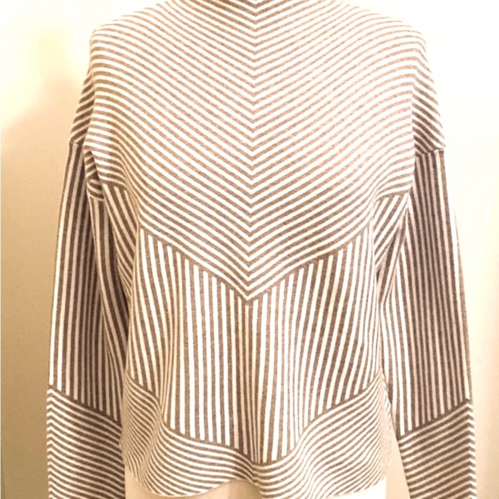 Cynthia Rowley Beige and White Striped Top